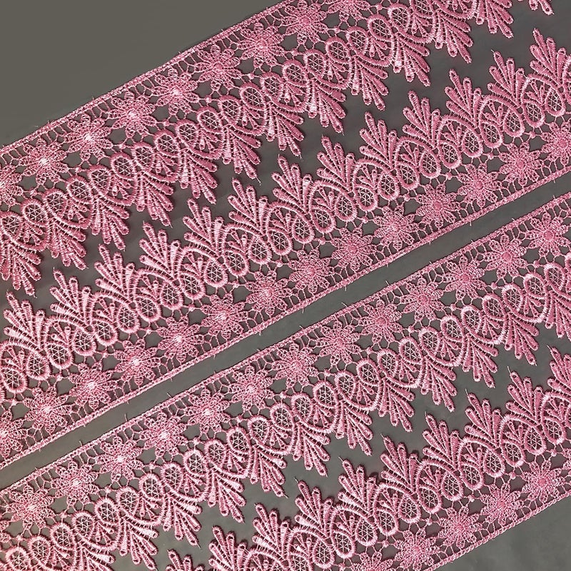 DKKUAYANGUP (Dark Pink Floral Lace Trim - 5 Yards, 9cm Wide | Wedding Dress Embellishment, Gift Packaging, Party Decor | DIY Sewing & Craft Supplies - Image 3